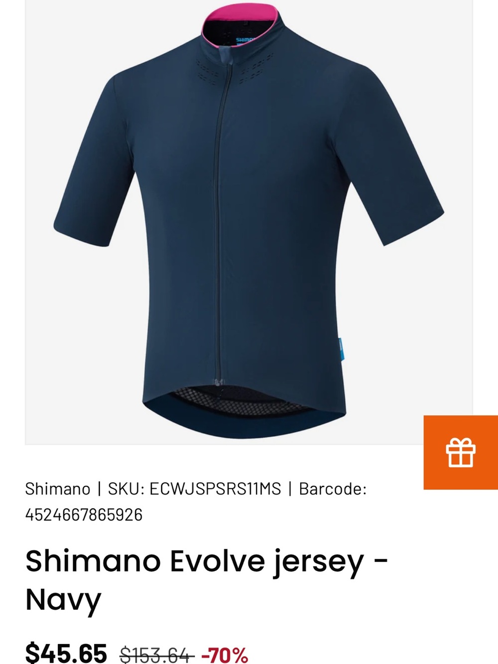 Shimano Navy Cycling Jersey with Pink Collar Trim size XL
